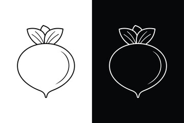 Minimal Rutabaga Icon. Thin Line Vector Art for Veggie Logo Design