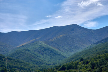 Panoramic views of the Bejar Mountains from Hervas, Caceres, showcasing the immensity of the Extremadura mountains