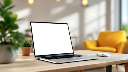 Fototapeta premium Laptop Workspace with Natural Sunlight
