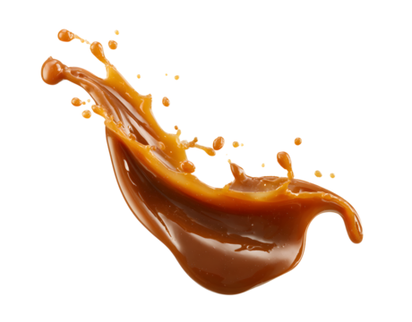 Savory brown liquid or sauce splashed on a transparent background