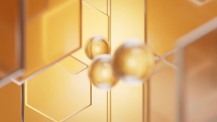 Gold essence droplets fill deep skin cells, support sunken skin, activate cell regeneration, anti-wrinkle anti-aging moisturizing, elastic whitening, concept skin care beauty. Cosmetic ads, 3D render.