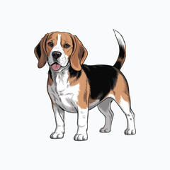 vector illustration of Beagle dog Standing upright