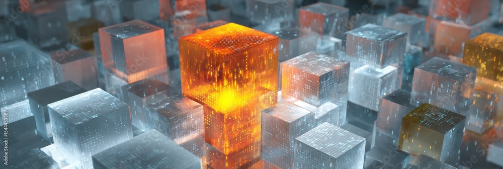 Aufkleber Firewall Protection Layers Represented by 3D Cubes Showcasing Advanced Cybersecurity Technology and Data Safety