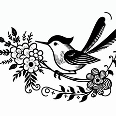 illustration of a bird carrying flowers