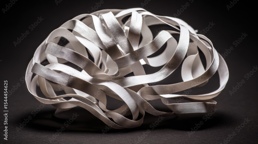 Aufkleber Conceptual Brain Design Made of Twisted Ribbons Representing Tension and Complexity in Thought