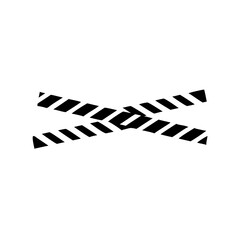 Caution Tape Icon Stretched Wavy Tape with Warning Pattern Vector Silhouette Flat Icon Design