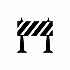 Construction Barrier Icon Striped Barricade with Stand Legs Vector Silhouette Flat Icon Design