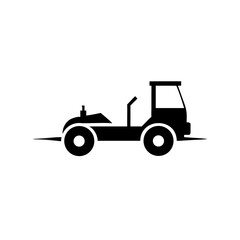Naklejka premium Paver Machine Icon Asphalt Paver Side Profile Vector Silhouette Flat Icon Design
