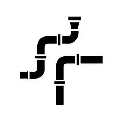 Plumbing Pipe Icon Connected Pipes with Joint and Elbow Vector Silhouette Flat Icon Design