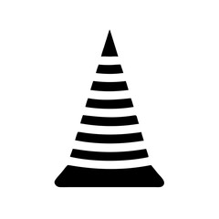 Traffic Cone Icon Classic Cone Shape with Horizontal Stripes Vector Silhouette Flat Icon Design