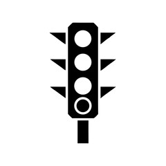 Traffic Light Icon Vertical Signal Light with Three Dots Vector Silhouette Flat Icon Design