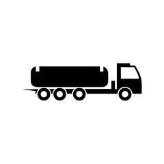 Water Tanker Icon Side View of Tanker Truck Vector Silhouette Flat Icon Design