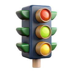 3D Traffic Light Control Icon Graphic On White Background