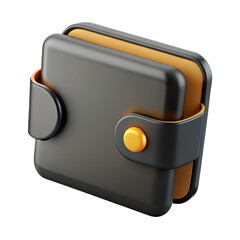 3D Black Wallet Icon Illustration On White Background