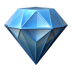 3D Diamond Crystal Gem Icon On White Background