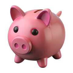 3D Pink Piggy Bank Icon Graphic On White Background