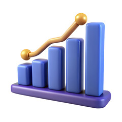 3D Performance Growth Symbol Chart On White Background