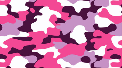 Camouflage flat vector seamless pattern in pink and lilac tones