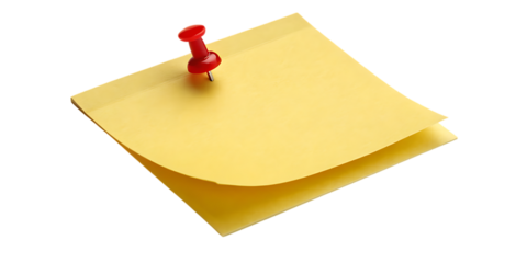 Yellow Sticky Note with Red Push Pin Reminders and Important Notes