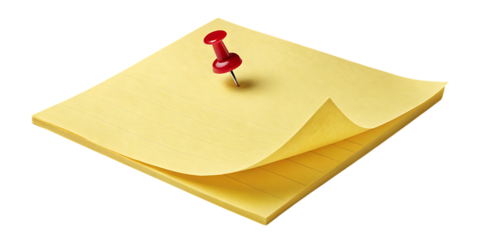 Yellow Sticky Note with Red Push Pin Ideas and Reminders