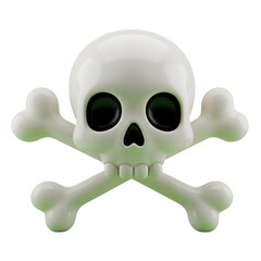 Cartoon skull and crossbones jolly roger icon 3d render