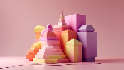 Abstract Pastel Geometric Composition