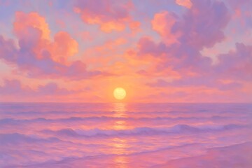 Sunset Sea Sky: Beautiful Pink and Purple Ocean Reflection