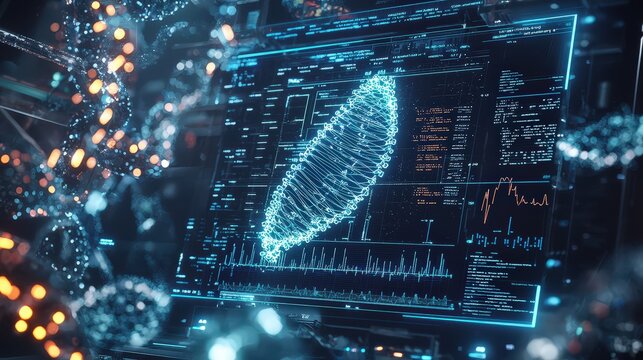 Advanced dna testing machine producing personalized genomic insights laboratory digital art high-tech close-up viewpoint - Powered by Adobe