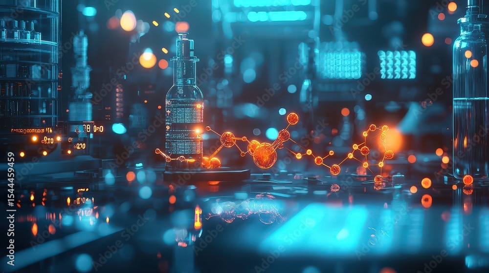Poster government-supported biotechnology innovations laboratory conceptual image high-tech environment clo