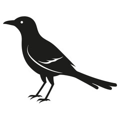 Obraz premium Silhouette illustration of a bird standing with a long tail and beak on a white background image design created with generated ai