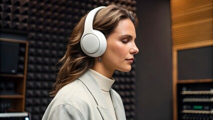 Relaxing Soundscape Wireless Headphones Mockup in a Soundproof Studio