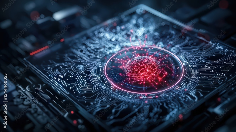 Aufkleber Dynamic ai response systems in tech environments visualizing data processing and interactions
