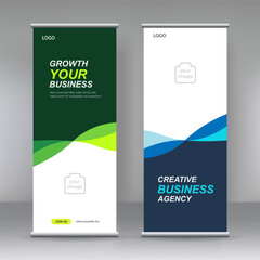 Vertical banner stand template design. Modern x-banner and flag-banner. Brochure, flyer, covers,vector abstract geometric background