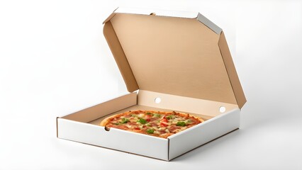 Pizza Box Mockup Realistic Cardboard Packaging Design Template for Food Delivery Service