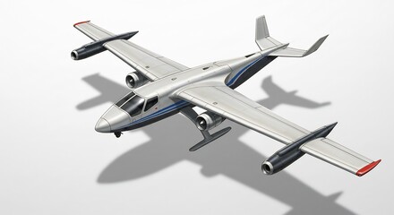 未来型小型機 美しい曲線 滑らかな機体デザイン 明るい光で輝く. AI Generated