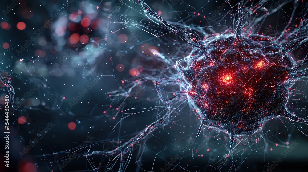 Fototapete High-tech deep learning visualization 3d render of neural networks in a futuristic digital world