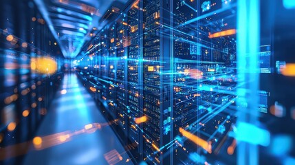 Futuristic data center showcase insights on dynamic it infrastructure and high-tech visual content innovations