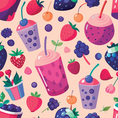 Colorful fruit smoothie pattern design.