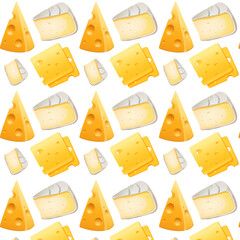Cheese Pattern Background Set – Vector Collection of Cheese Icons, Seamless Food Texture Designs, Dairy Products Illustrations for Culinary, Packaging, and Restaurant Branding