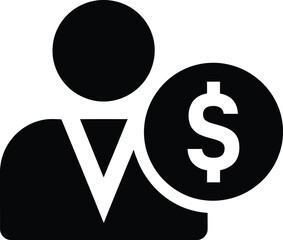 User with Money Icon: Finance, Customer, Earning, Income, Personal Budget, Investment, Account Vector