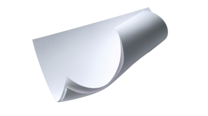 Curled Paper: A close-up of a pristine, elegantly curled sheet of paper, the folds and shadows hinting at texture and potential, promising endless creative possibilities.