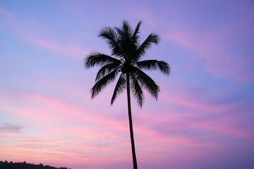 Tropical Sunset: Vibrant Palm Trees and Colorful Sky