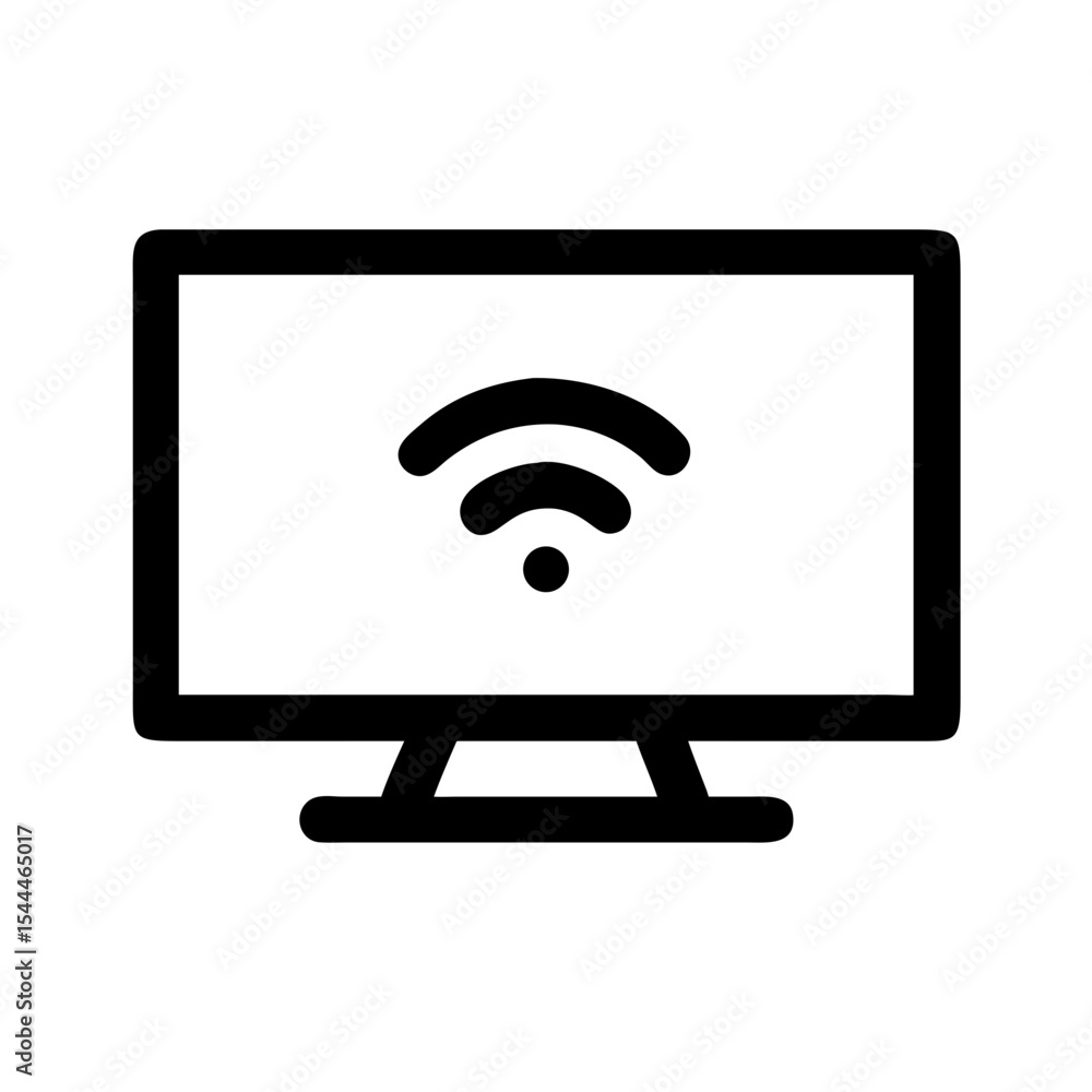 Poster smart tv icon with wireless connection symbol. modern smart tv illustration showing wireless signal.
