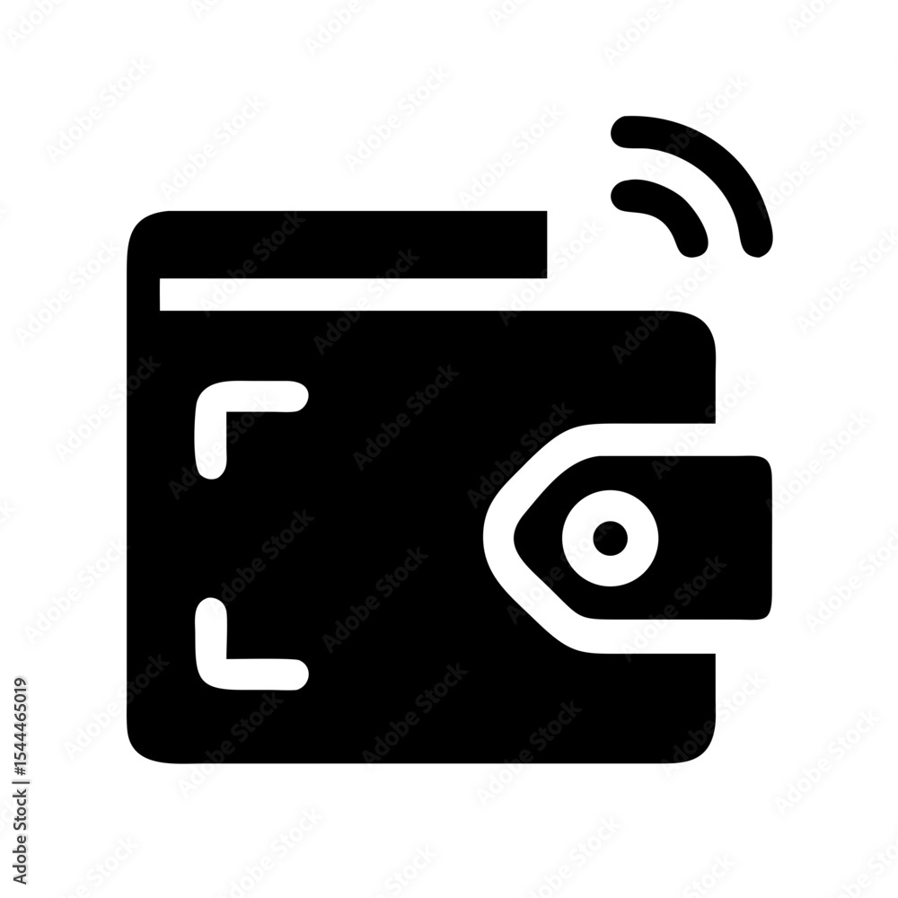 Poster smart wallet icon design with wireless signal. digital wallet illustration shows modern payment tech