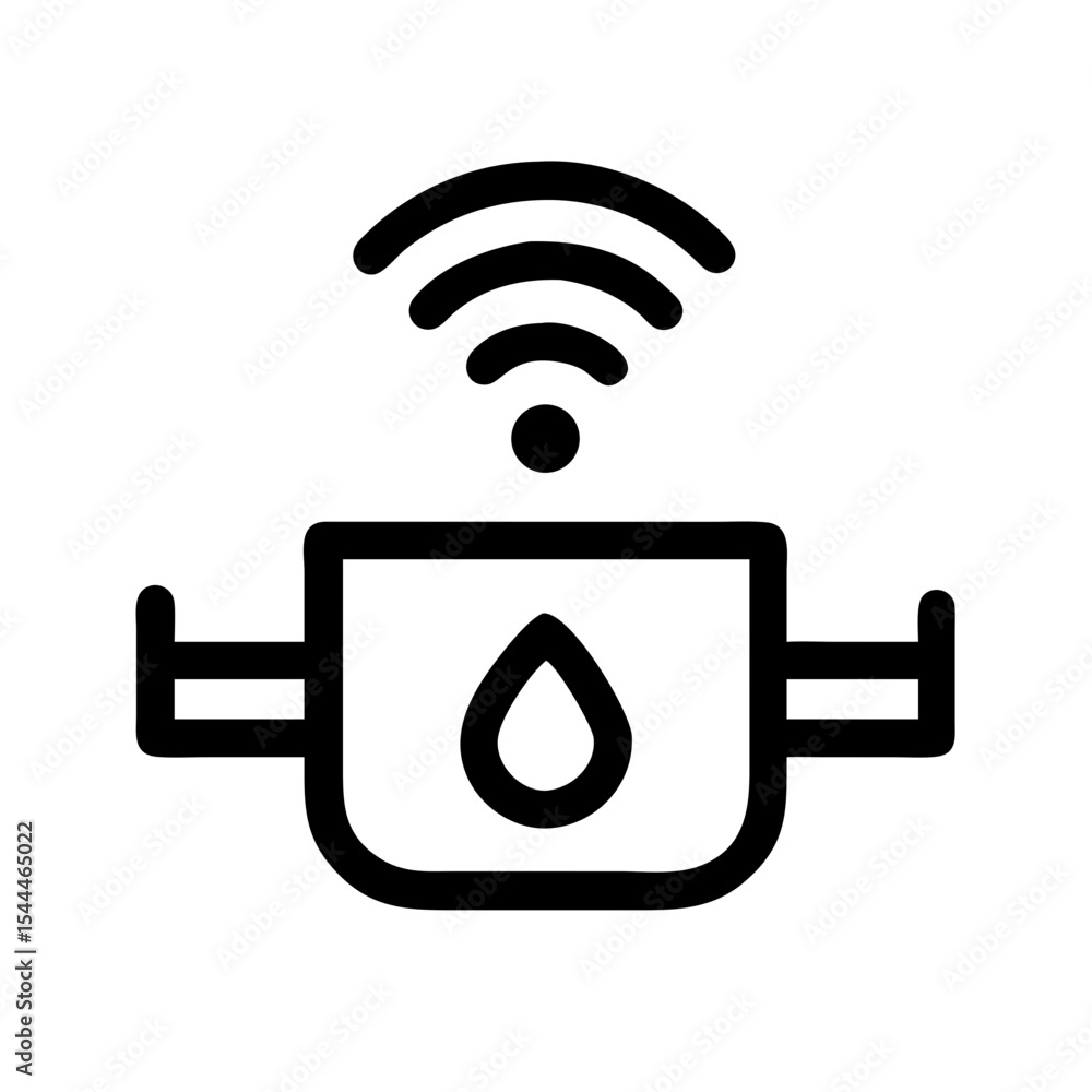 Poster smart water sensor icon. this smart water sensor technology is perfect for irrigation systems. detai