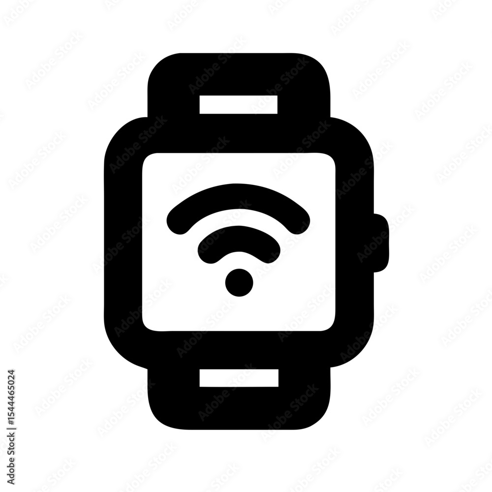 Poster smartwatch icon with wifi signal. modern smartwatch design with wireless connection displayed on scr