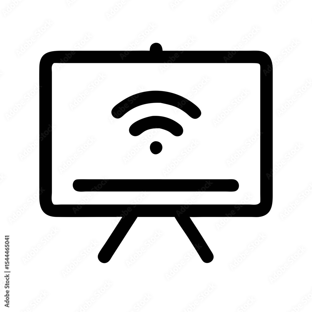 Poster smart whiteboard icon for digital presentation. interactive smart whiteboard with wifi signal. moder