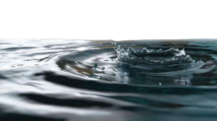 The water droplet effect: The image presents a moment in time capturing the exquisite moment when a water droplet creates a striking crown as it splashes into water.