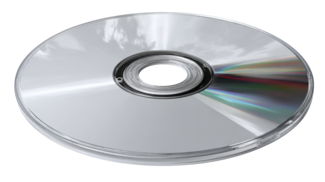 Circular Data Storage: A gleaming, compact disc captures the essence of digital storage, with its reflective surface conveying the innovative essence of media
