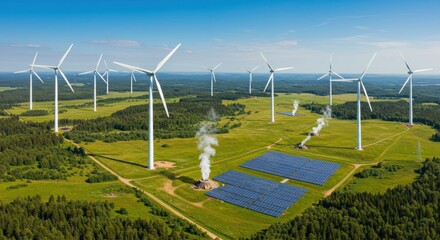 Hybrid energy landscape wind solar geothermal